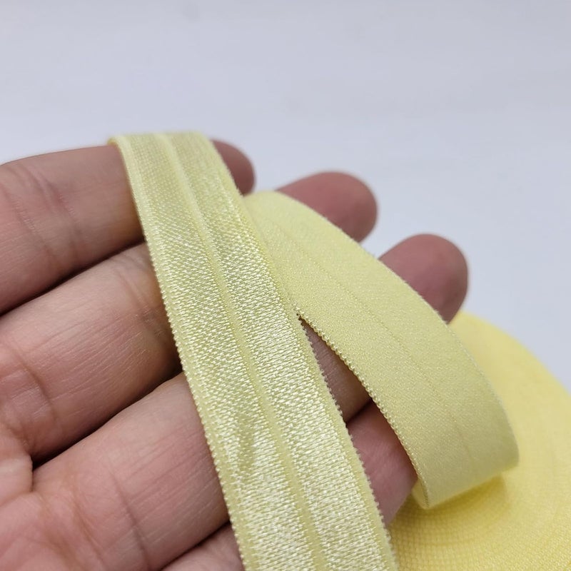 FAYADA Fold Over Elastic,5/8" Foldover FOE Trim Elastic Ribbon,Stretch FOE Band for Hair Ties Headbands Sewing Craft -5 Yards (Yellow) - Image 3